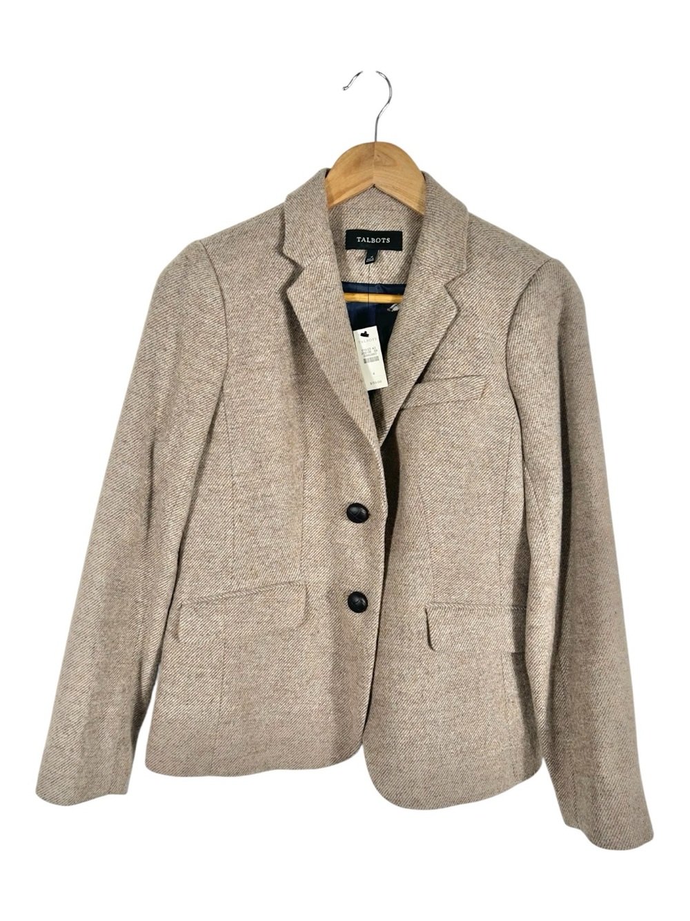Talbots Beige Wool Blend Blazer Size 4 NWT NEW